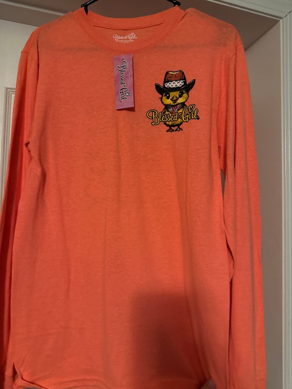 Womens Long Sleeve Orange Graphic Tee